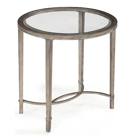 Metal and Glass Oval End Table
